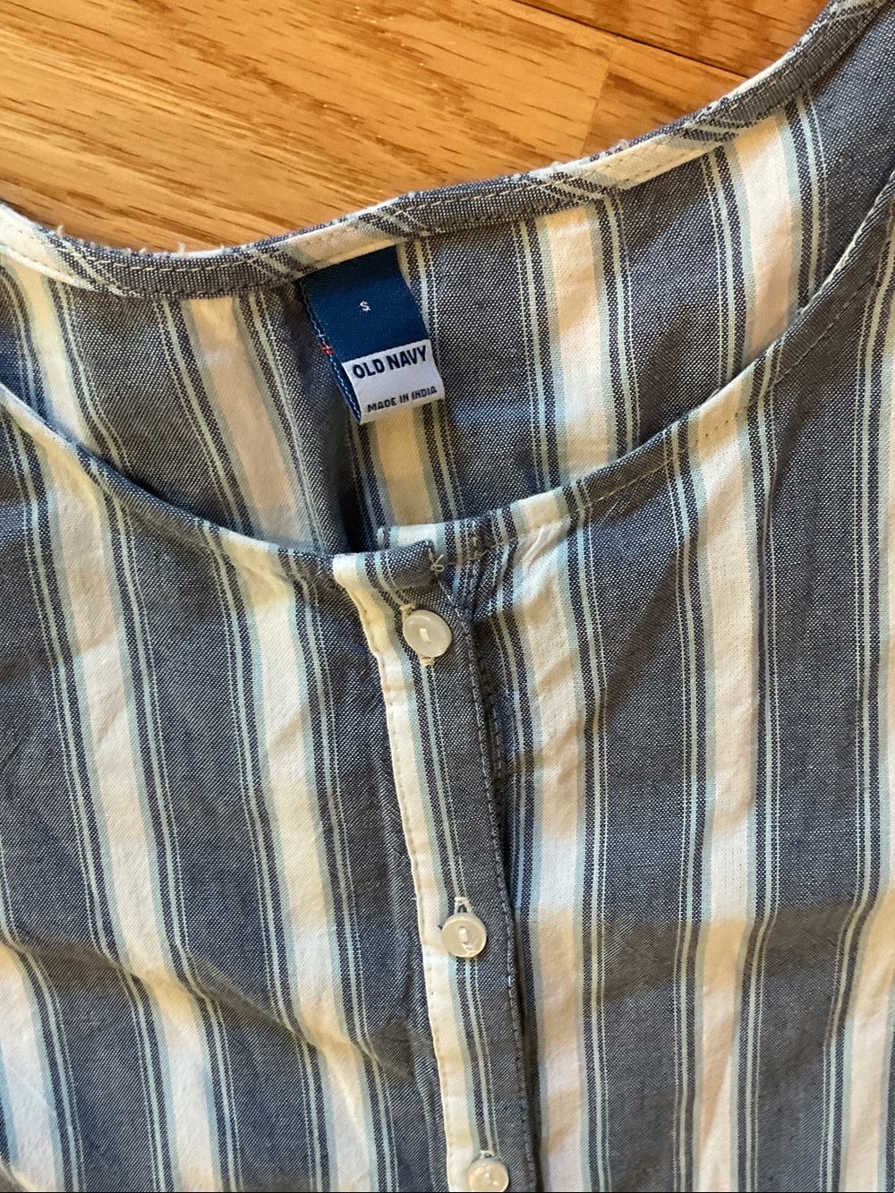 Old Navy Puff sleeve Striped Blue Midi Dress NWOT small bohemian flowy pockets - Picture 5 of 13